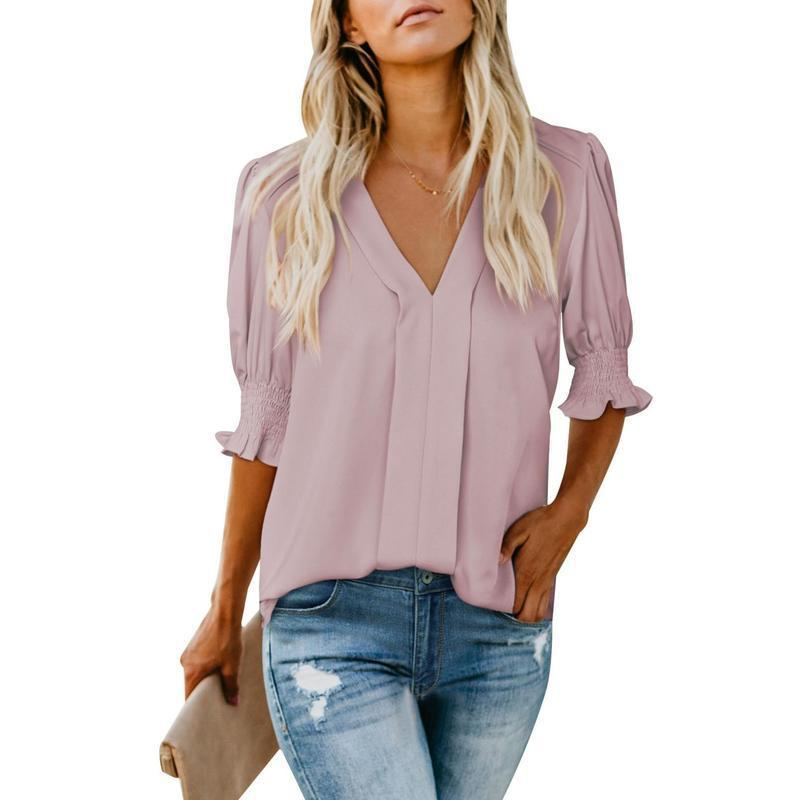 Elegant V-Neck Puff Sleeve Blouse