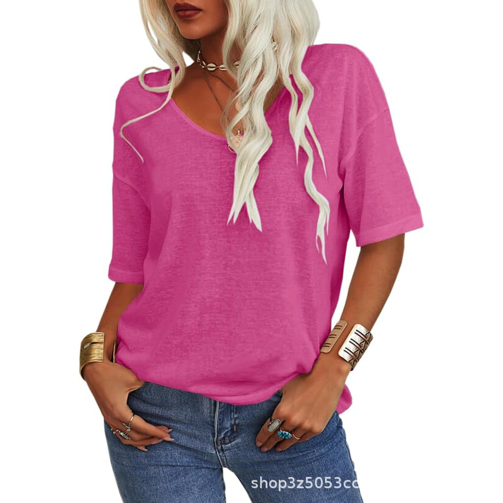 Chic Casual Solid V-Neck T-Shirt