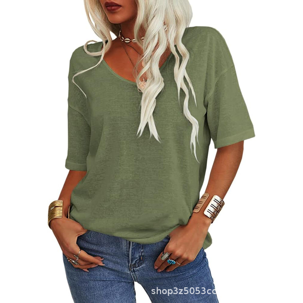 Chic Casual Solid V-Neck T-Shirt
