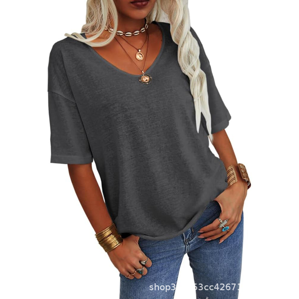 Chic Casual Solid V-Neck T-Shirt