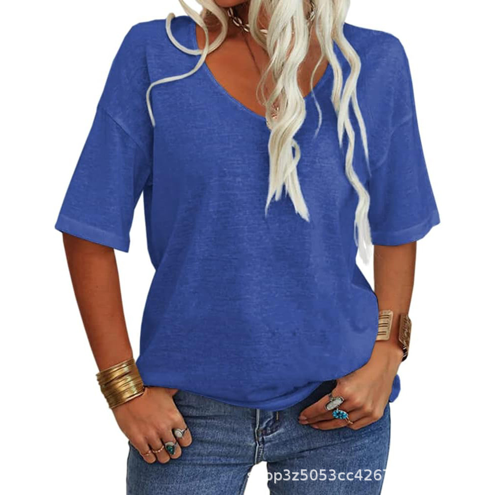 Chic Casual Solid V-Neck T-Shirt