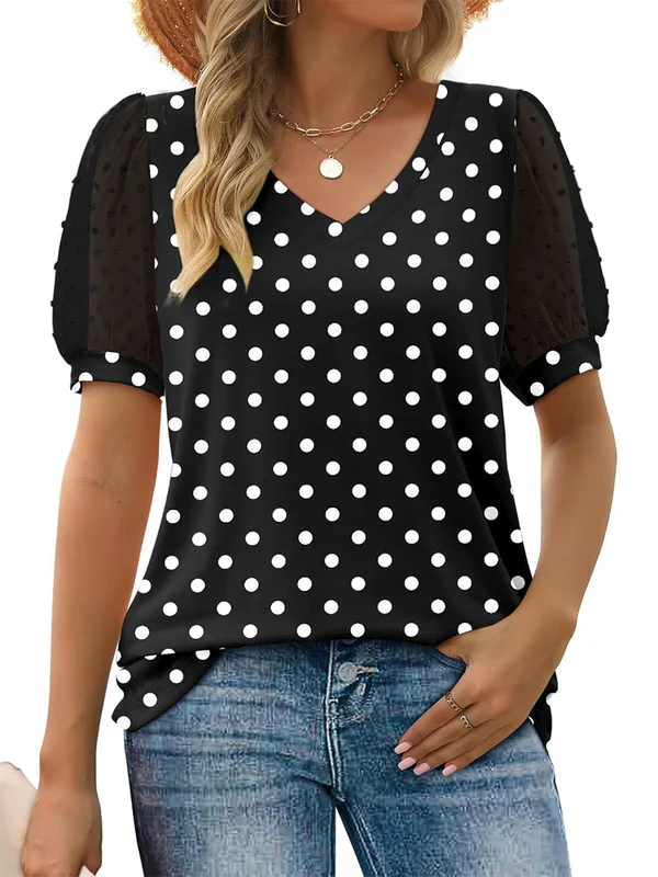 Charming Floral V-Neck Puff Sleeve Blouse