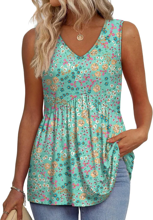 Casual V-Neck Floral Print Blouse