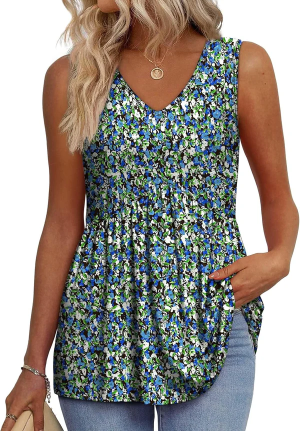 Casual V-Neck Floral Print Blouse