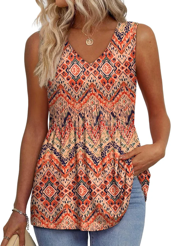 Casual V-Neck Floral Print Blouse