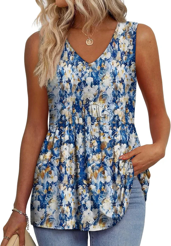 Casual V-Neck Floral Print Blouse