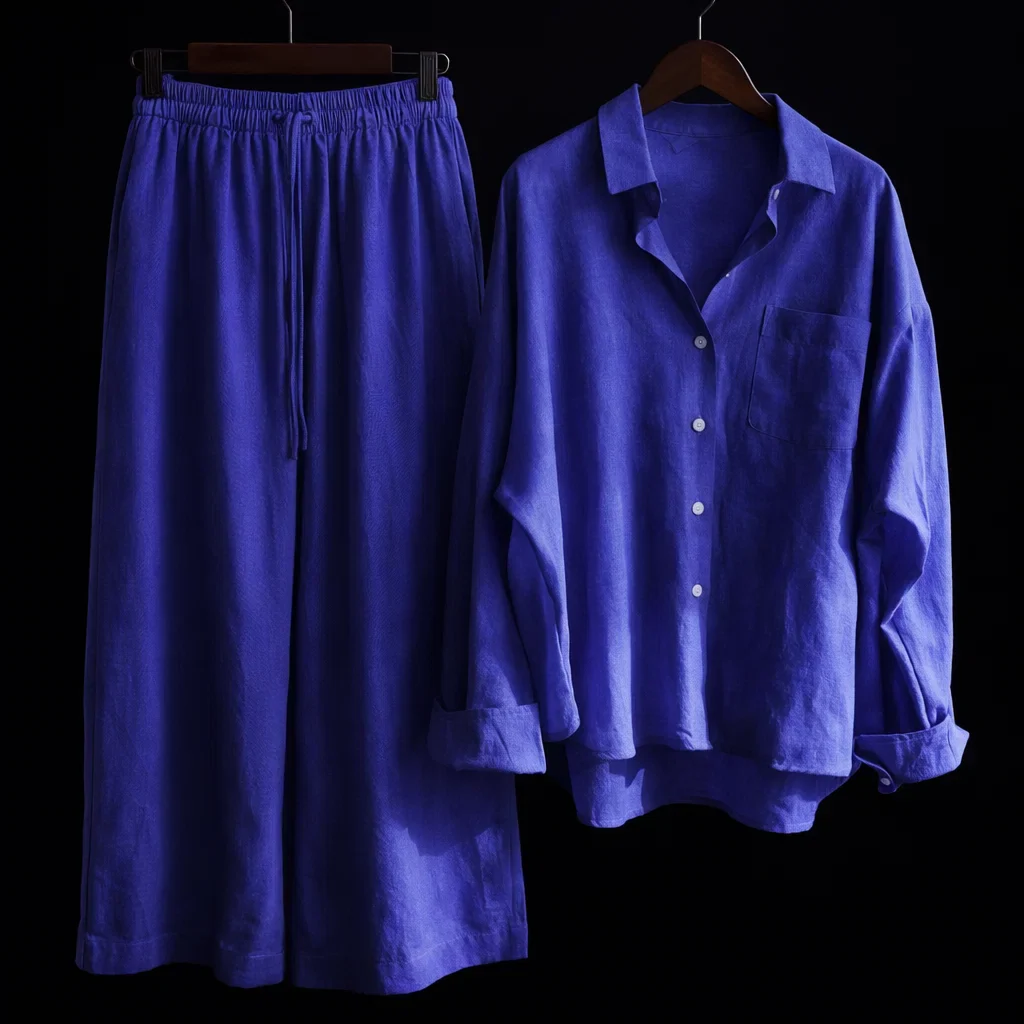 Casual Solid Lounge Two-Piece Set