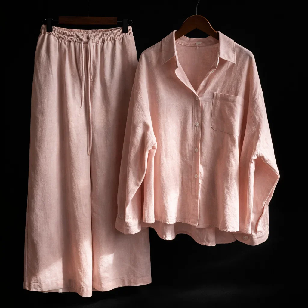 Casual Solid Lounge Two-Piece Set