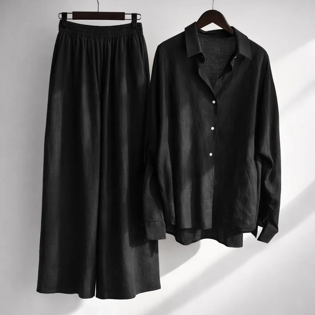 Casual Solid Lounge Two-Piece Set