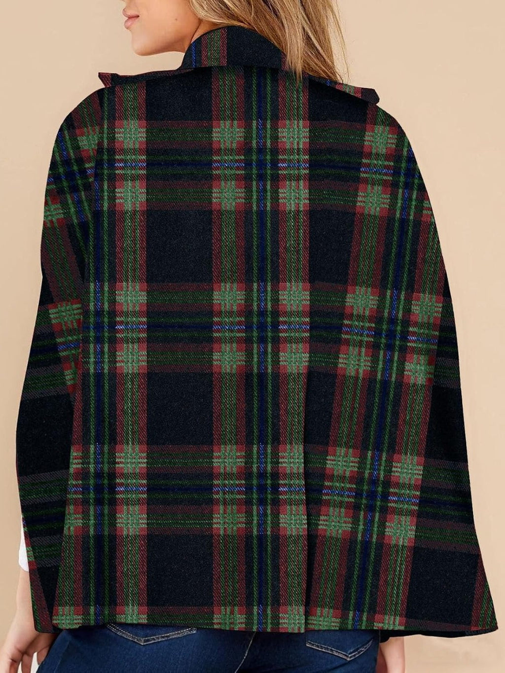 Clara™ | Plaid double-breasted cape coat