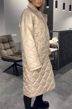 Delphine™ | Diamond-Quilted Notched-Collar Longline Coat