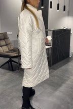 Delphine™ | Diamond-Quilted Notched-Collar Longline Coat