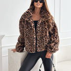 Lola™ | Short Fluffy Jacket with Leopard Print