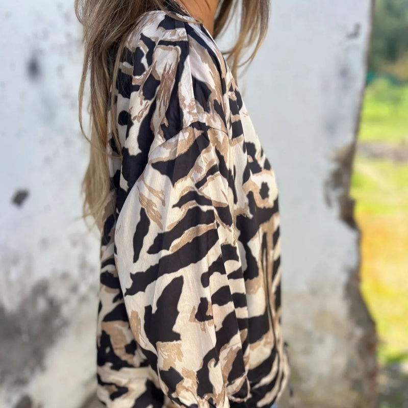 Zelda™ | Zip-Up Zebra Print Bomber Jacket