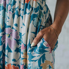 Floral Maxi Dress Smocked Bodice Adjustable Straps