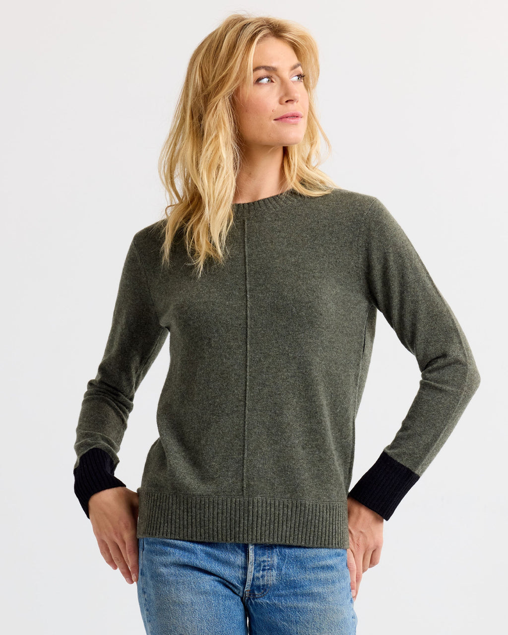 Cashmere Contrast Crew