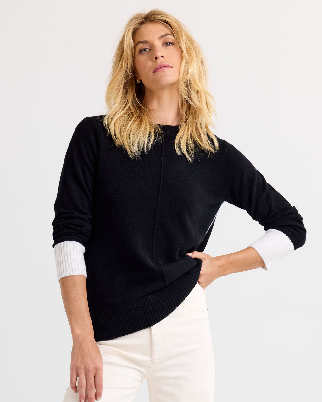 Cashmere Contrast Crew